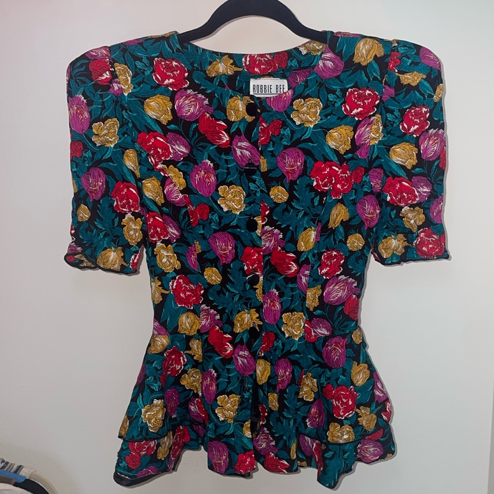 Vintage floral Robbie Bee Peplum top